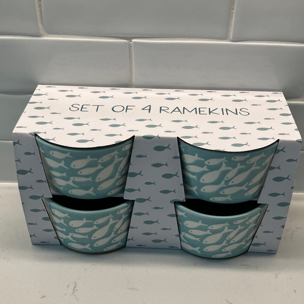 Fish Ceramic Ramakin Set (4) NIB